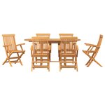Ensemble de salle à manger de jardin de 7 pièces en bois massif de teck