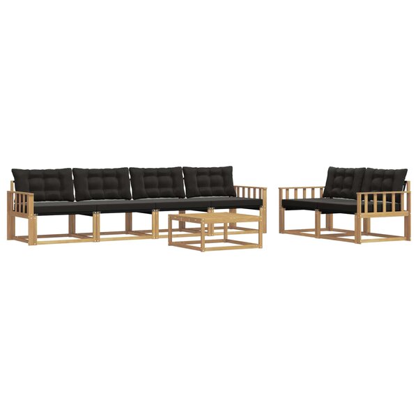 vidaXL Ensemble de canapés d'extérieur 7 Pièces Blanc et noir