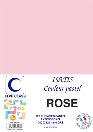 Pqt de 102 Chemises 210 g 240 x 320 mm ISATIS Coloris Pastel Rose ELVE