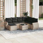 vidaXL Salon de jardin 8 Pièces avec coussins gris clair résine tressée