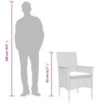 vidaXL Ensemble à manger de jardin et coussins 3Pièces marron rotin verre