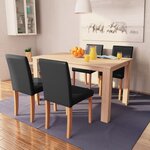 vidaXL Table et chaises 5 Pièces Cuir synthétique Chêne Noir