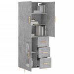 vidaXL Buffet haut Gris béton 69 5x34x180 cm Bois d'ingénierie