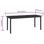 Vidaxl table de jardin noir 190x90x74 cm aluminium et verre