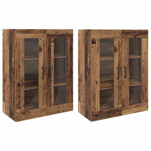 vidaXL Armoires Murailles 2 Pièces Bois ancien 69 5 x 34 x 90 cm