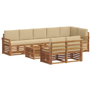 vidaXL Ensembles de canapés avec coussin 9 Pièces Naturel et Beige