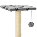 vidaXL Arbre à chat avec griffoirs en sisal 65 cm Gris Motif de pattes