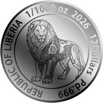 Monnaie LION Cyberpunk 1/1000 Oz Palladium 12$ Liberia 2026 (PRÉCOMMANDE)