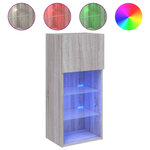 vidaXL Meubles TV avec lumières LED 2 Pièces sonoma gris 40 5x30x90 cm