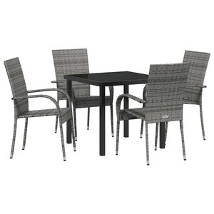 vidaXL Ensemble de salle à manger pour jardin 5 Pièces Gris