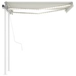 vidaXL Auvent automatique capteur de vent et LED 3x2 5 m Crème