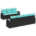vidaXL Ensemble de canapé de jardin 8 Pièces Noir et turquoise polyrotin
