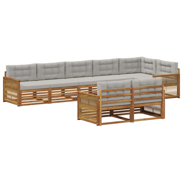 vidaXL Ensemble de canapés d'extérieur 8 Pièces Naturel et gris clair