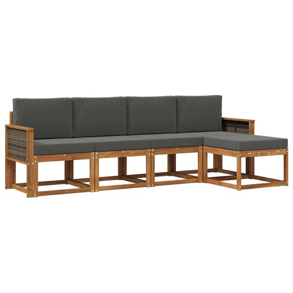 vidaXL Ensemble de canapés d'extérieur 5 Pièces Naturel et Anthracite