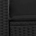 vidaXL Canapé de jardin avec coussins 2 places en polyrotin noir