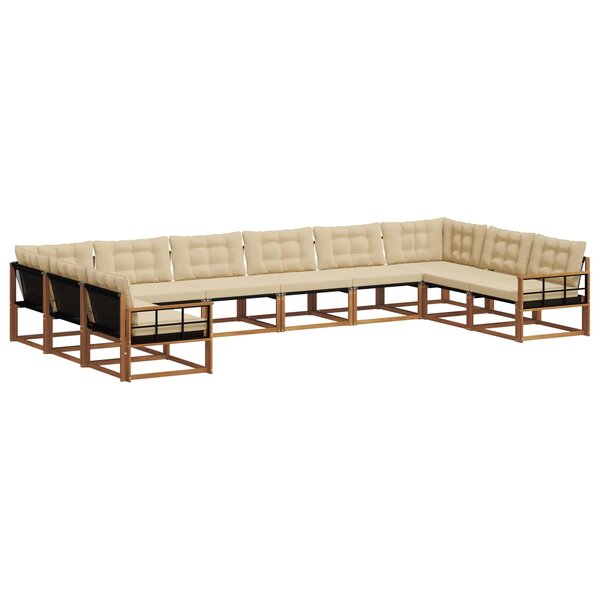 vidaXL Ensemble de canapés d'extérieur 10 Pièces Naturel et Beige