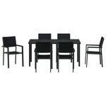 vidaXL Ensemble de salle à manger pour jardin 7 Pièces Noir Poly rotin