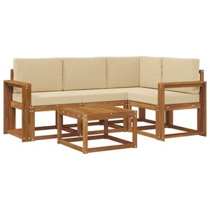 vidaXL Ensemble de canapés d'extérieur 5 pc Naturel et Beige