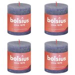 Bolsius Bougies pilier rustiques Shine 4 Pièces 80x68 mm Bleu crépuscule