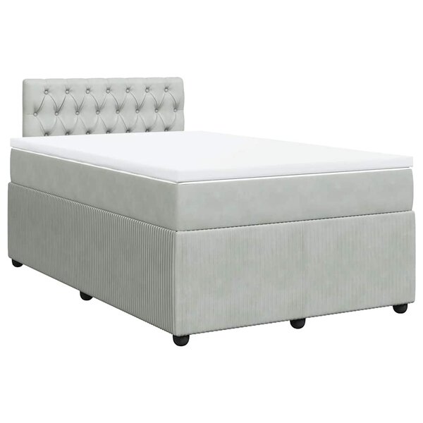 vidaXL Sommier à lattes de lit et matelas Gris clair 120x200cm Velours