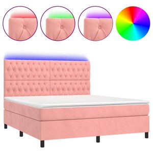 vidaXL Sommier à lattes de lit matelas et LED Rose 180x200 cm Velours