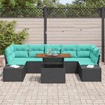 vidaXL Ensemble de canapé de jardin 8 Pièces Noir Poly rotin