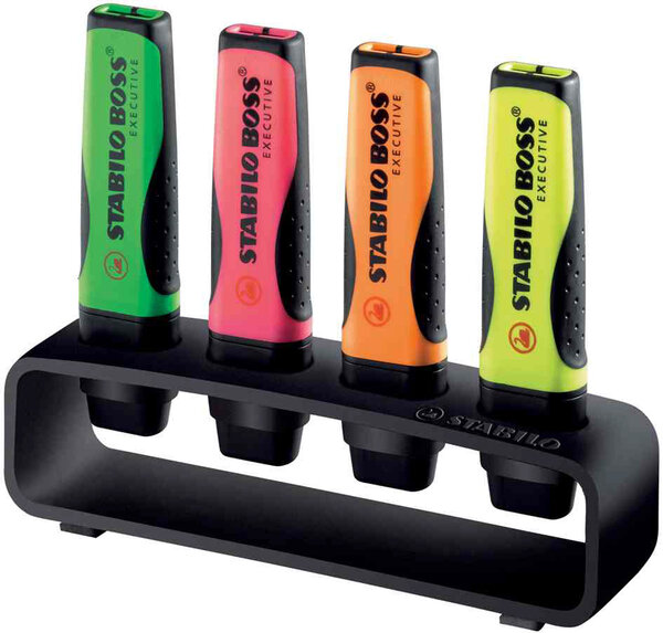 Surligneur BOSS EXECUTIVE 4 Assortis avec Support STABILO