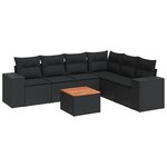 vidaXL Salon de jardin 7 Pièces avec coussins noir résine tressée