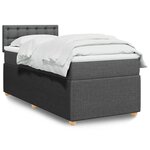 vidaXL Sommier à lattes de lit avec matelas Gris foncé 90x200 cm Tissu