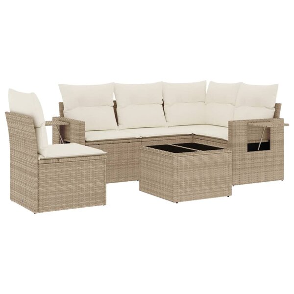 vidaXL Salon de jardin avec coussins 6 Pièces beige résine tressée