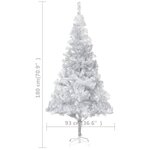 vidaXL Sapin de Noël artificiel pré-éclairé/support argenté 180 cm PET