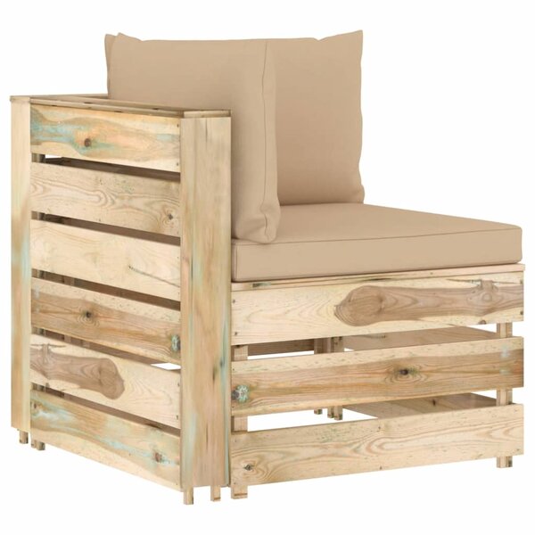 vidaXL Canapé d'angle sectionnel avec coussins Bois imprégné de vert