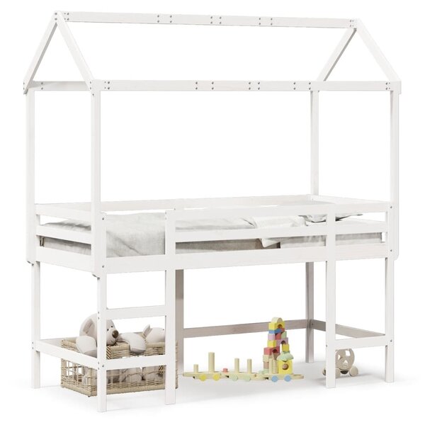 vidaXL Lit superposé avec échelle et toit sans matelas blanc 80x200 cm
