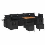 vidaXL Ensemble de canapé de jardin Manuel 10 Pièces Noir 90 x 55 x 71 cm