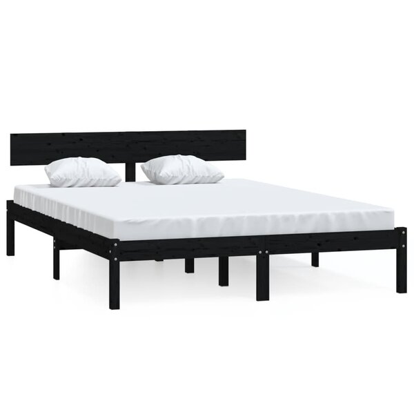 vidaXL Cadre de lit sans matelas noir bois massif 120x200 cm