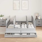 vidaXL Cadre de lit avec rangement Sonoma gris 226.5 x 135 x 31.5 cm