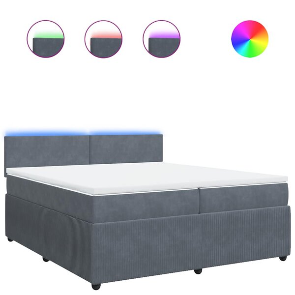 vidaXL Sommier à lattes de lit et matelas Gris foncé 200x200cm Velours