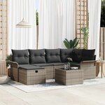 vidaXL Ensemble de canapé de jardin 7 Pièces Gris 242.5 x 132.5 x 85 cm