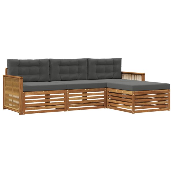 vidaXL Ensemble de canapés d'extérieur 4 pc Naturel et Anthracite