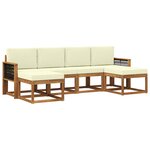 vidaXL Ensemble de canapés d'extérieur 6 pc Naturel et Crème Polyester