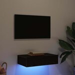 vidaXL Meuble TV avec éclairage LED Chêne noir 60 x 35 x 15 5 cm
