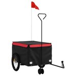 vidaXL Remorque de vélo noir et rouge 45 kg fer