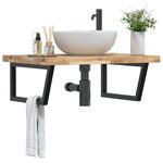 vidaXL Étagère de vasque murale acier et bois massif d'acacia