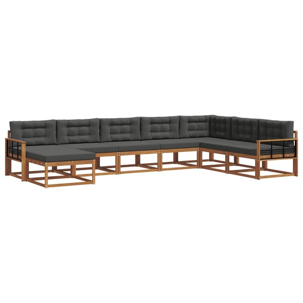 vidaXL Ensemble de canapés d'extérieur 8 Pièces Naturel et Anthracite