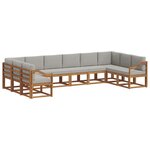 vidaXL Ensemble de canapés d'extérieur 10 Pièces Gris Naturel et Clair