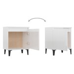 vidaXL Table de chevet avec pieds en métal blanc brillant 40x30x50 cm