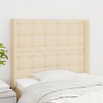 vidaXL Tête de lit avec oreilles Crème 83x16x118/128 cm Tissu