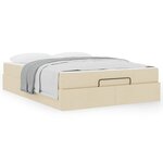 vidaXL Cadre de lit avec stockage Crème 140 x 200 cm tissu