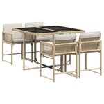 vidaXL Ensemble à manger de jardin avec coussins 5Pièces Beige poly rotin