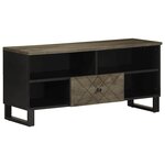 vidaXL Meuble TV noir 100x33x46 cm bois massif de manguier